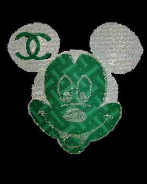 Green sparkle iron on rhinestone transfers