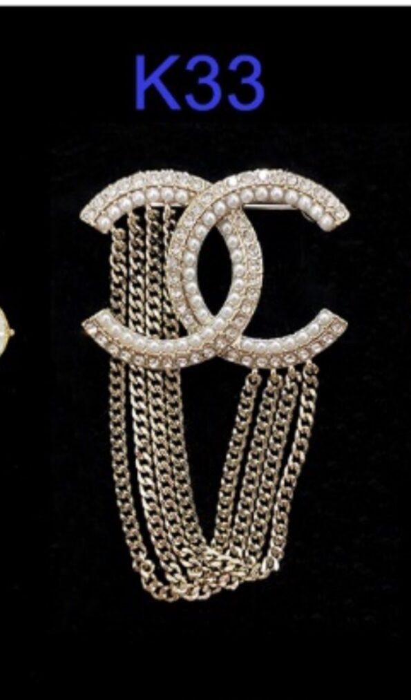 Premium rhinestone pearl chain brooch pins