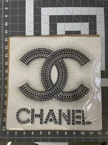 Black scattered iron on rhinestone transfer