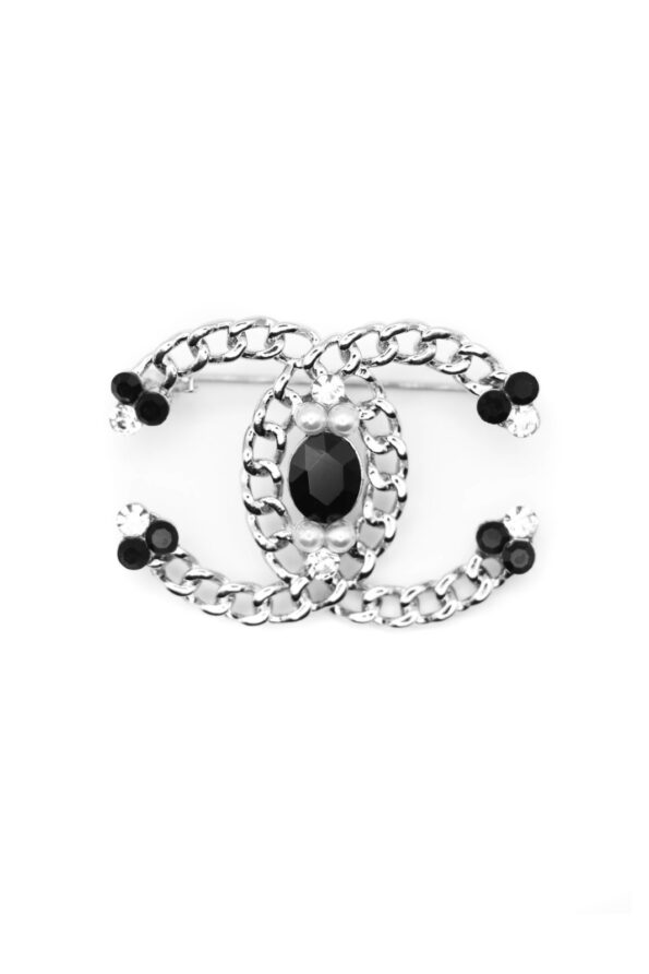 Chain black stone brooches and pins for clothing