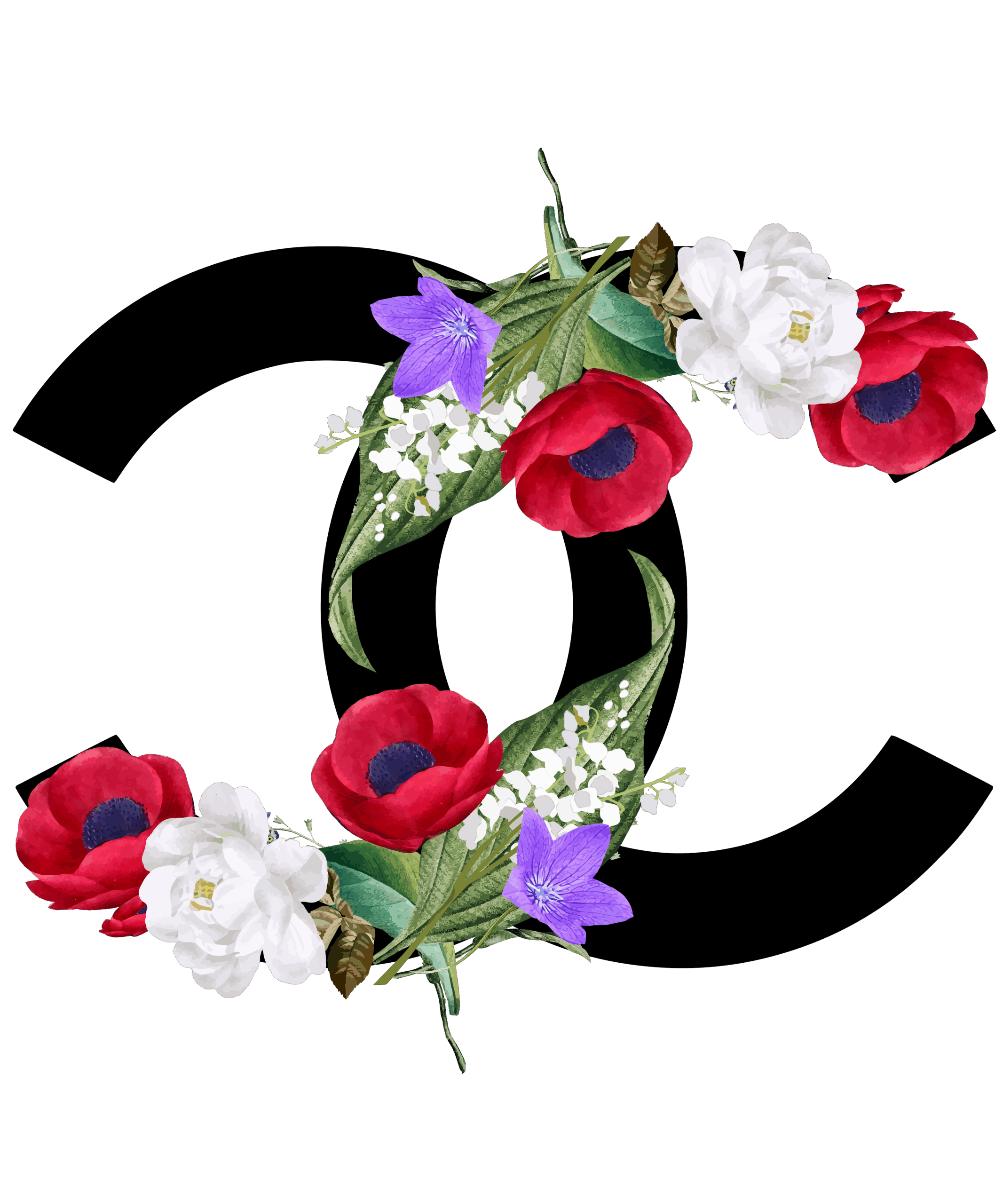 CC black flower iron on heat transfers