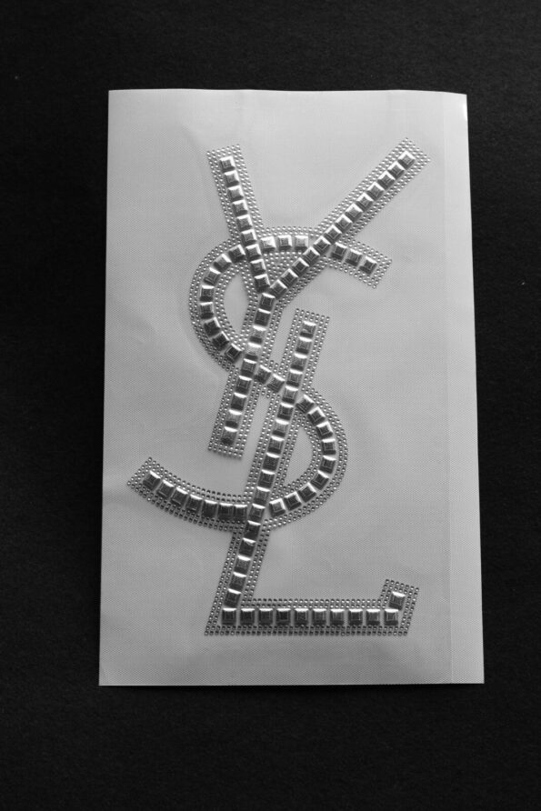 Silver Y iron on rhinestone transfers