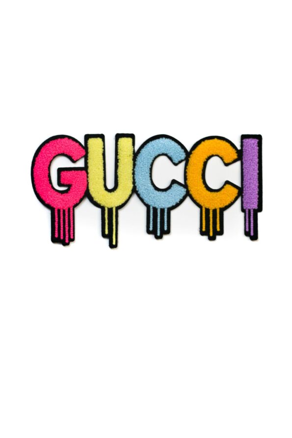 Colorful drip letter iron on chenille patches