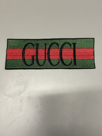Red green embroidered patch