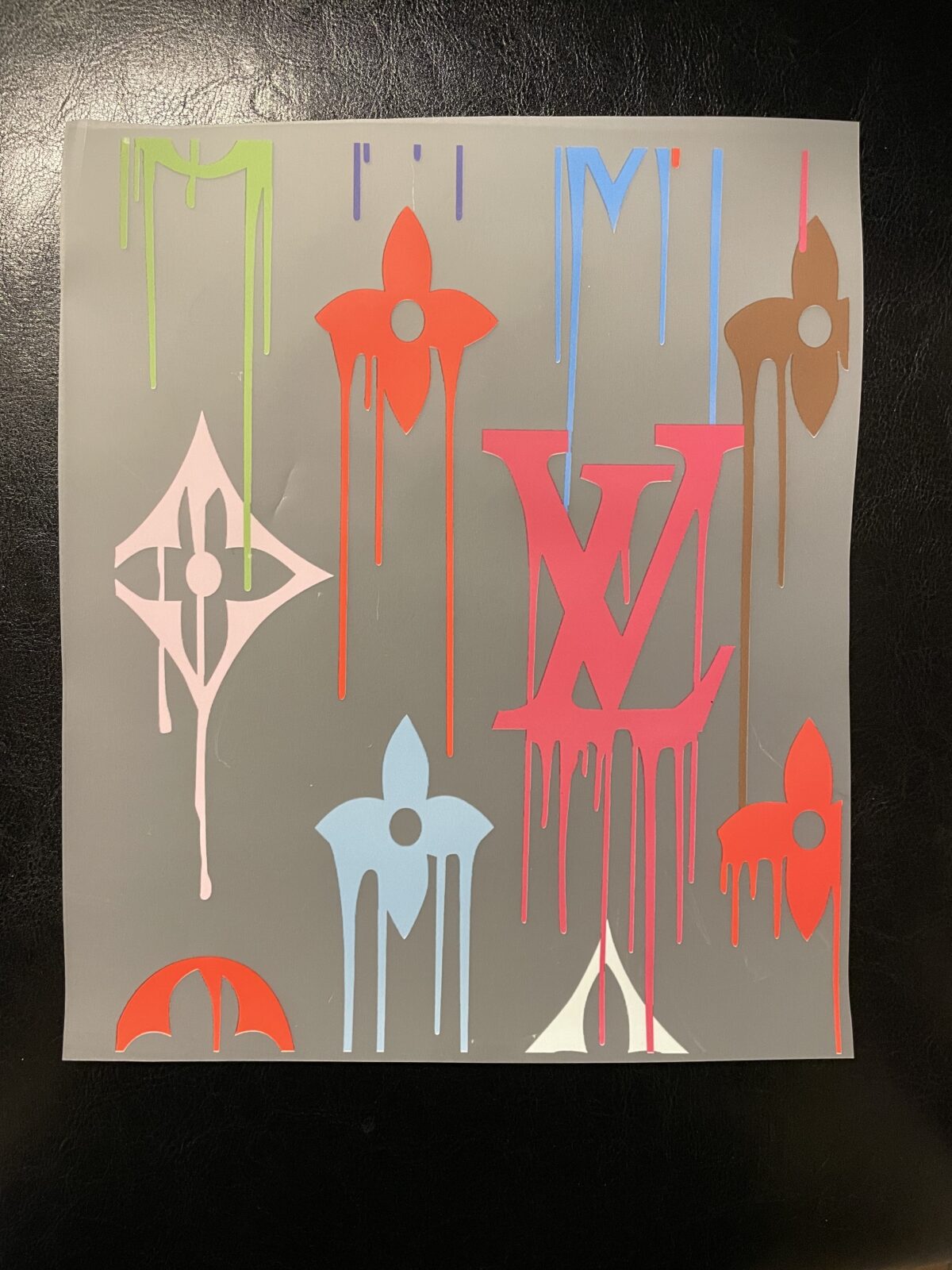 Colorful drip L  iron on heat transfers