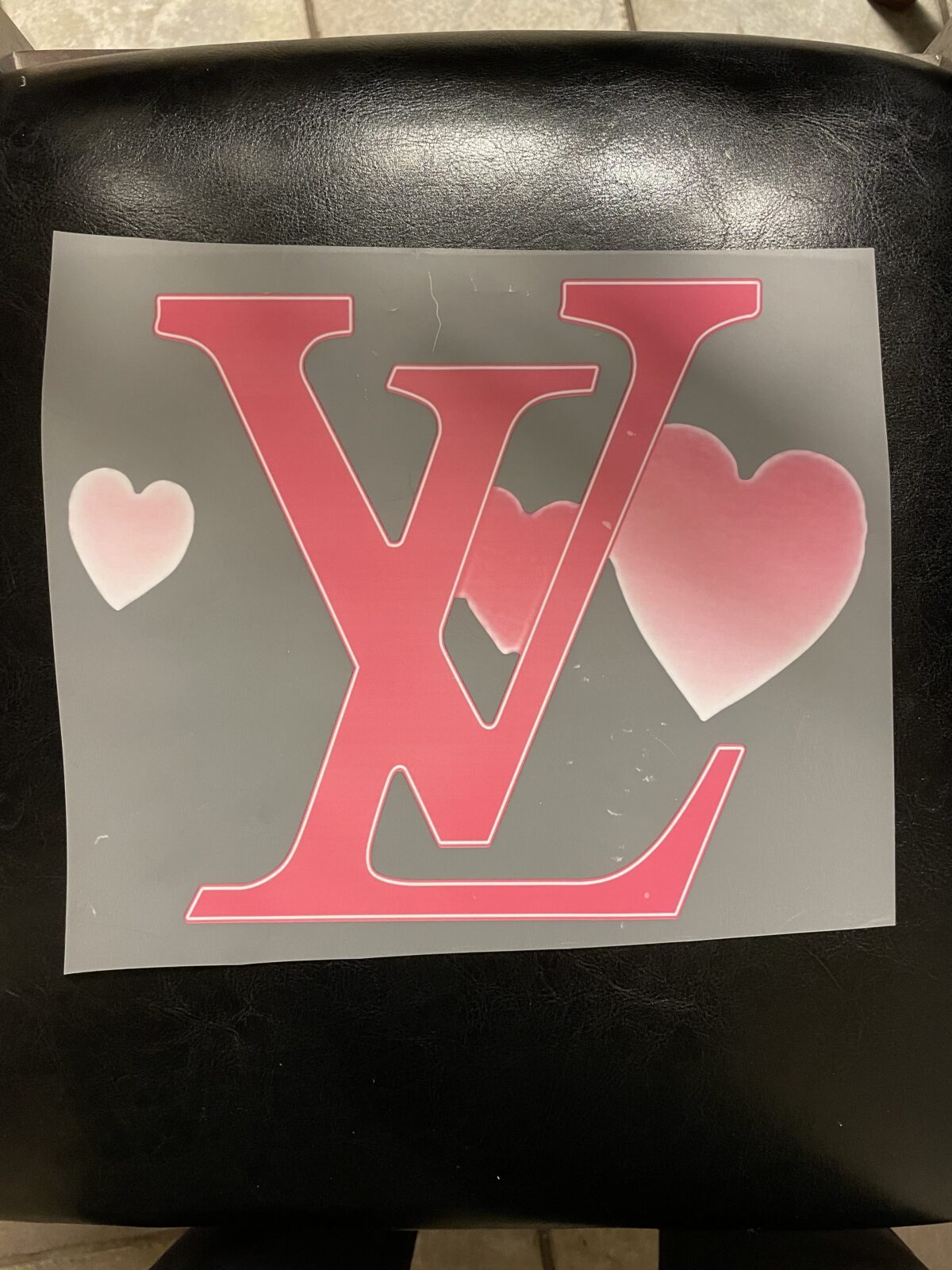 Big pink L iron on heat transfers