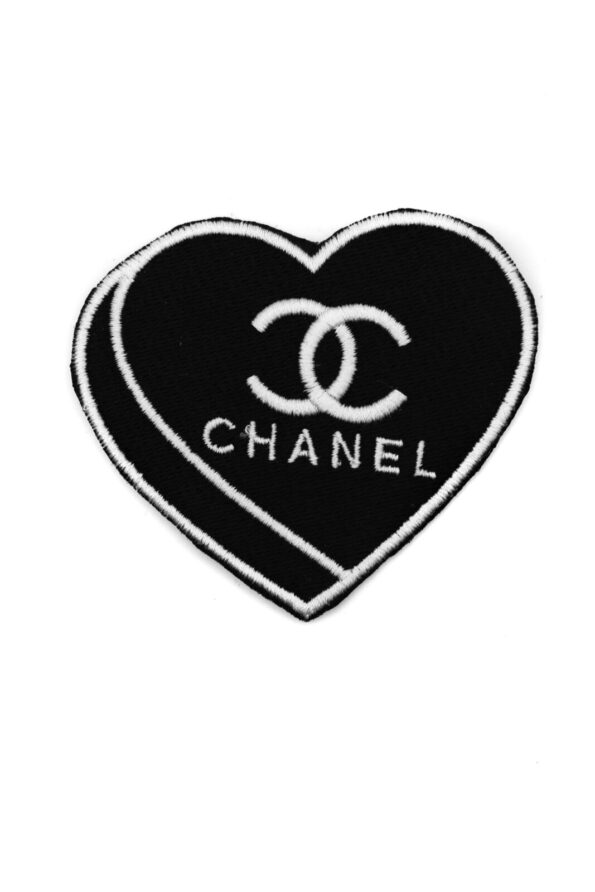 Heart C double iron on embroidery patches