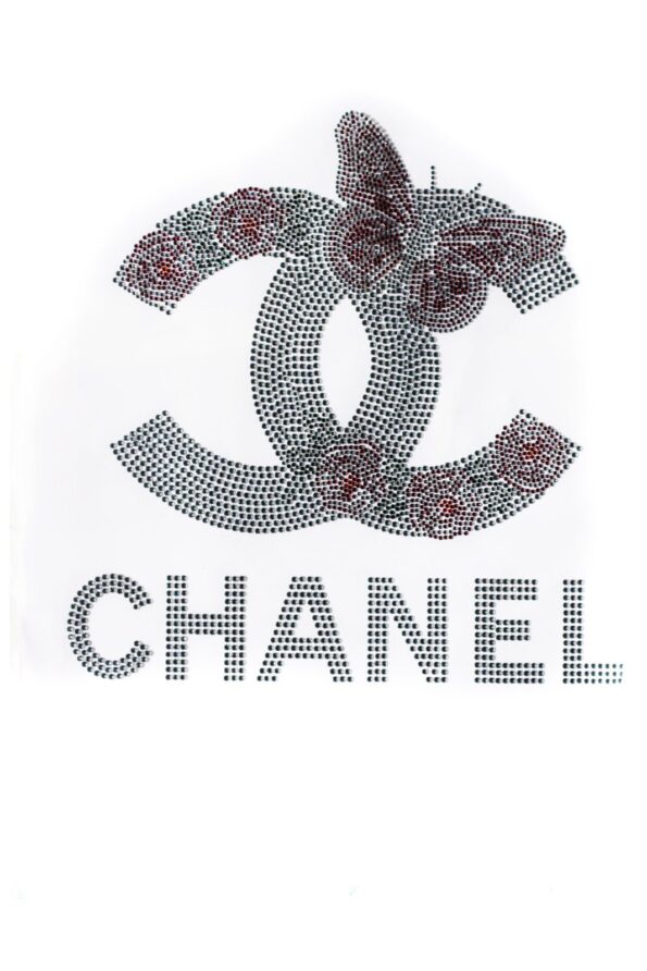 Flower silver iron on Rhinestone appliques