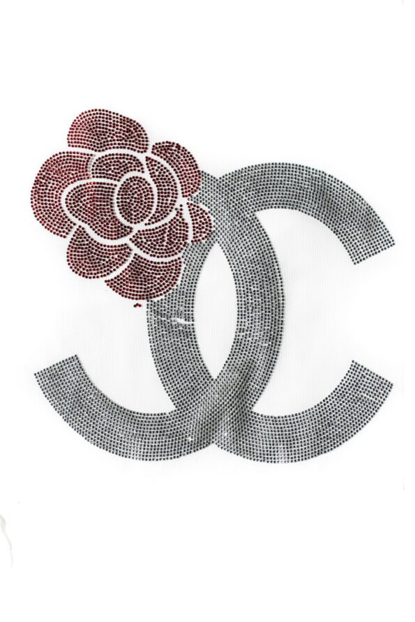 Large flower iron on Rhinestone patch