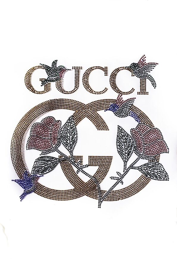 Gold flower iron on Rhinestone patches