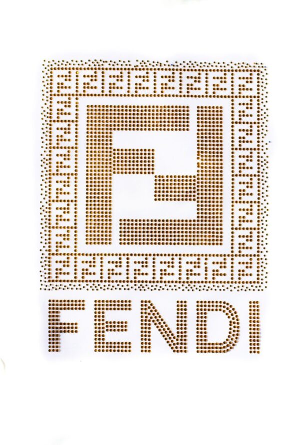 Large gold F Rhinestone Iron on patches