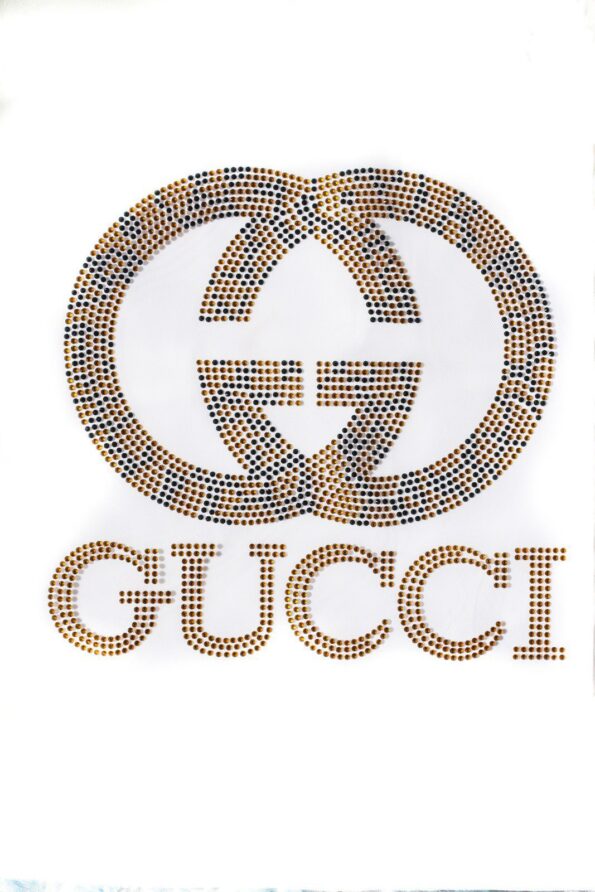 Gold black iron on rhinestone appliques