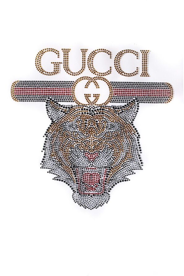 Tiger iron on rhinestone appliques