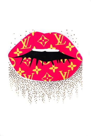 Heat transfer rhinestone pink lip iron on appliqué