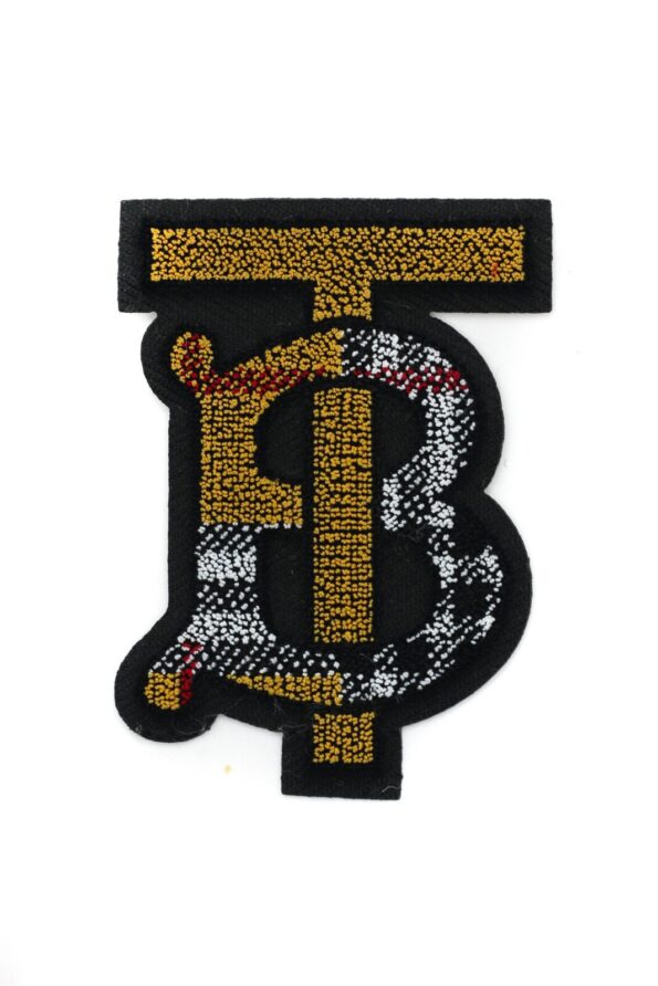 B brown pattern iron on chenille patches