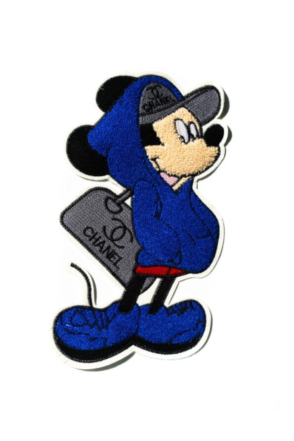 Large blue cartoon chenille patches