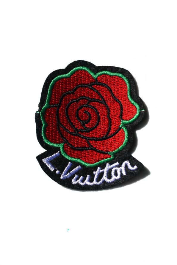Red flower iron on embroidery patches