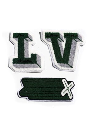 3pcs Green and white large chenille patches