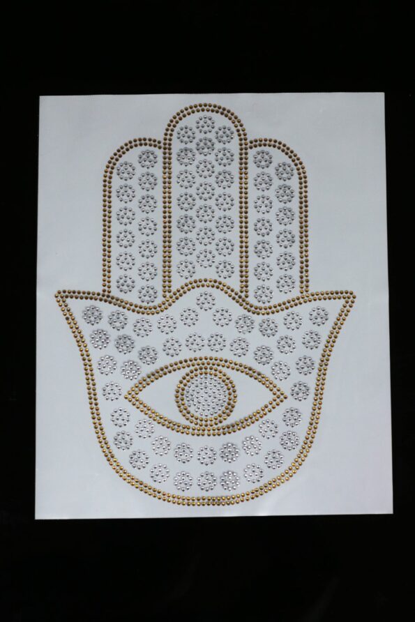 Gold silver evil eye iron on rhinestone transfers