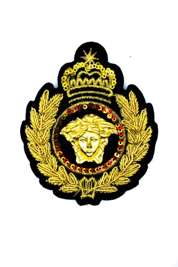 Metal head badge embroidery patches