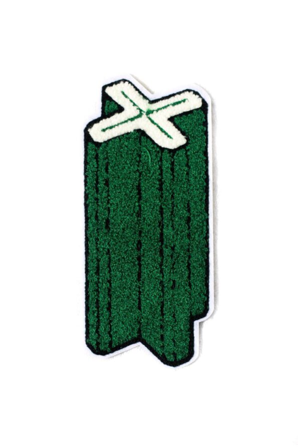Green chenille embroidered patch