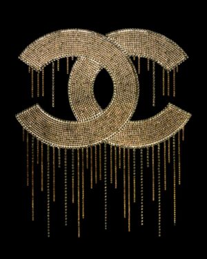 Bright gold drip iron on rhinestone appliques