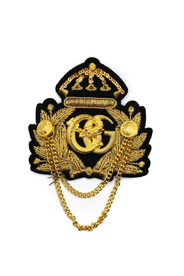Metal gold Chain badge embroidery patches