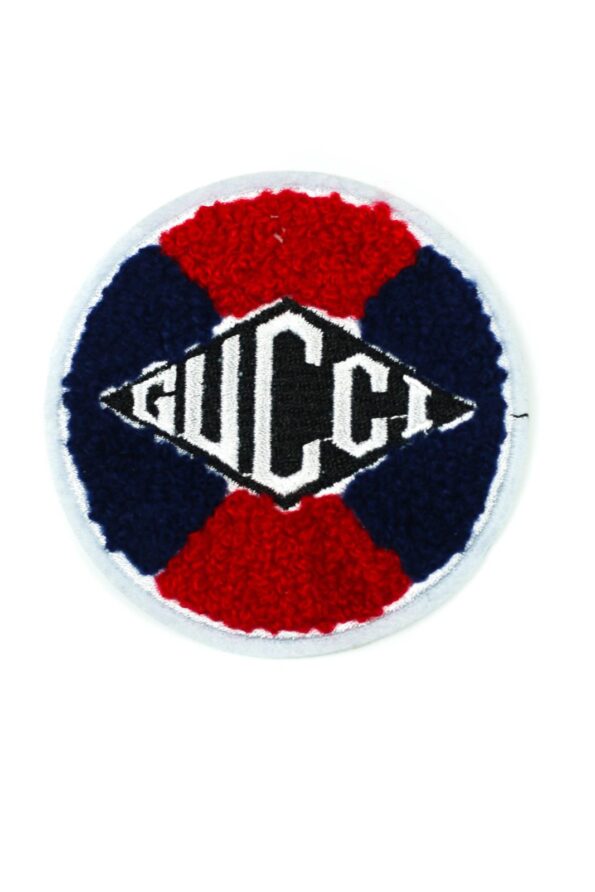 Red blue Chenille badge iron embroidery patches