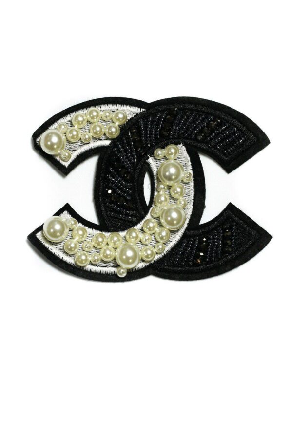 Black White Pearl Beaded patches