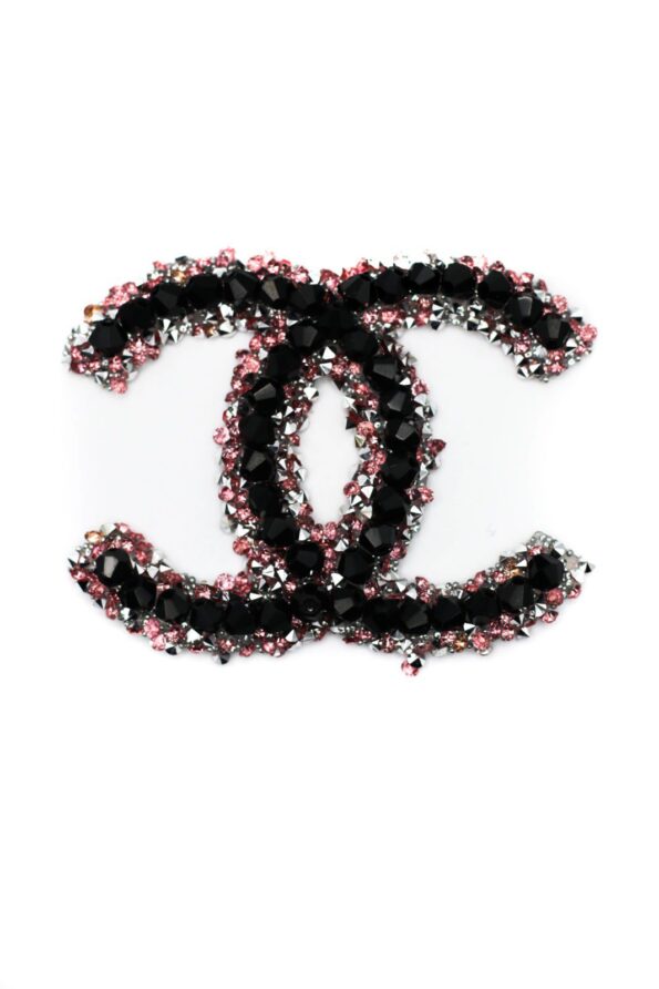 Pink Black Pearl Iron on Rhinestone patches