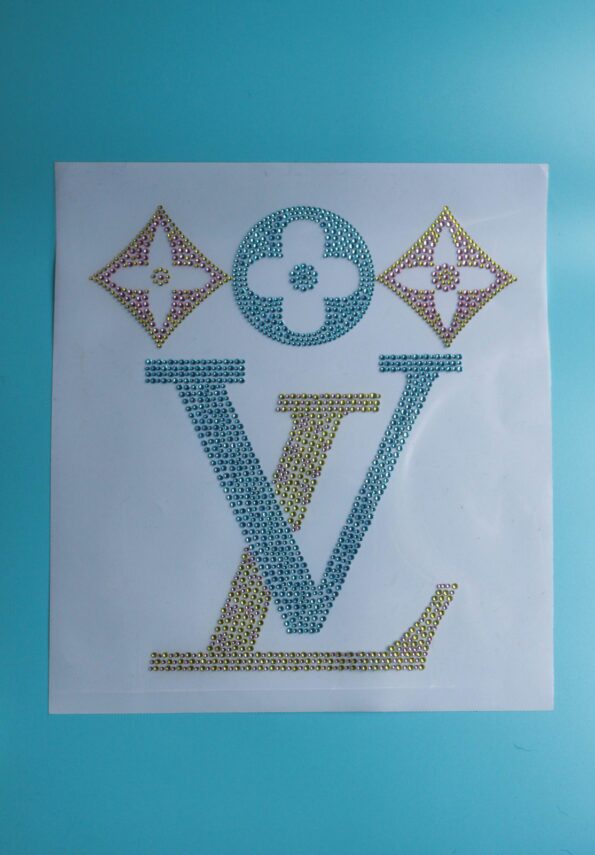 Blue Large iron on rhinestone transfers