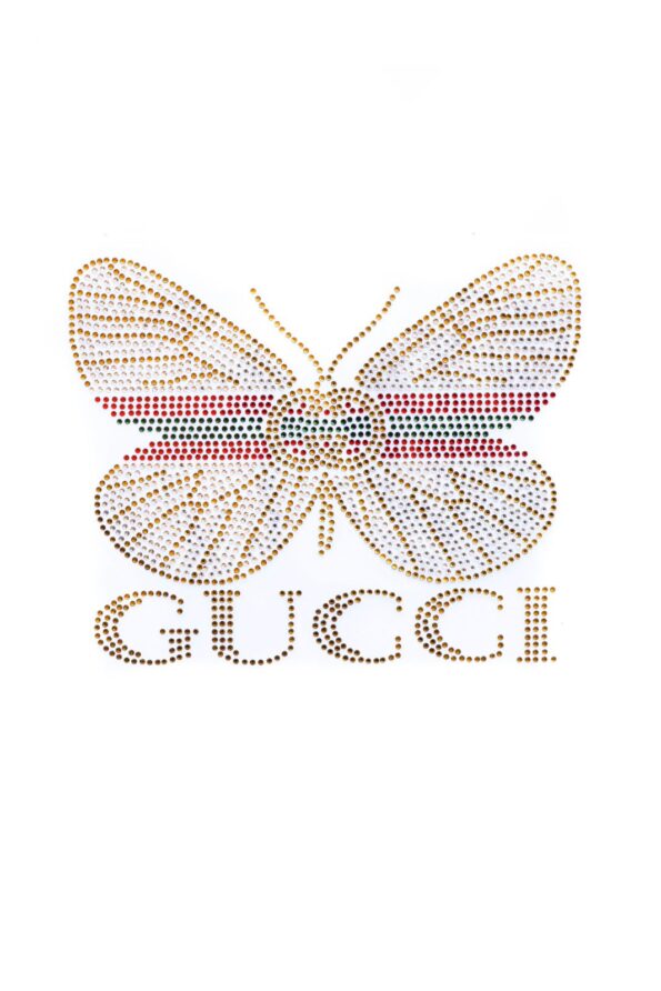 Gold Butterfly iron on rhinestone transfers