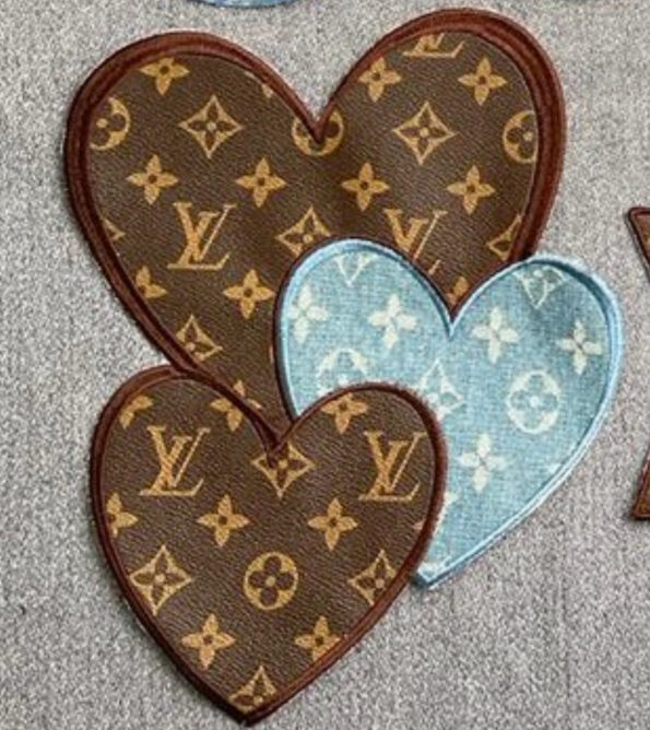 LV heart pattern iron on embroidery patches