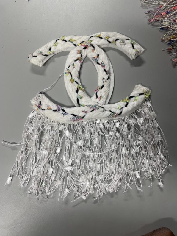 White CC beaded patches