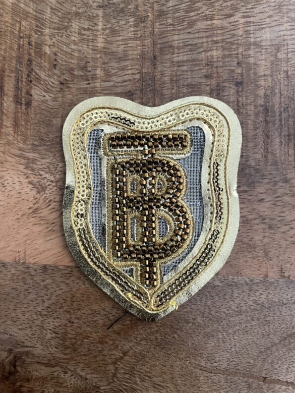 Gold Beaded B patch