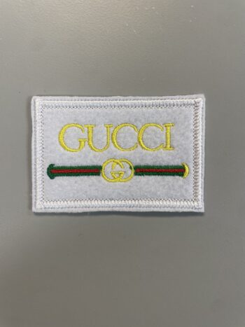 Gold logo iron on embroidery patches