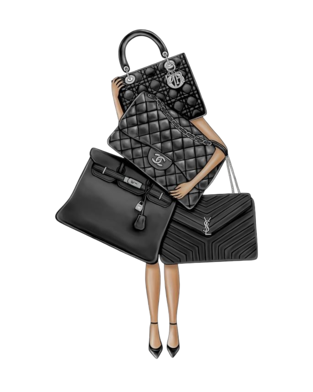 Black purses iron on heat transfers