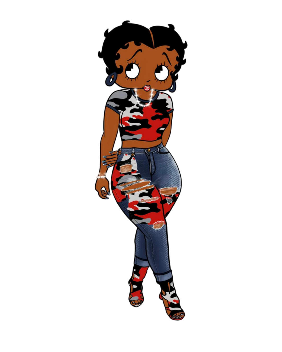 Fashion Camo red melanin girl iron heat transfers