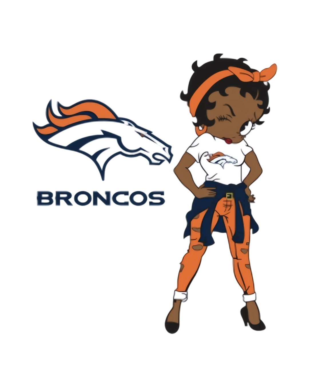 Broncos Betty melanin girl sports heat transfers