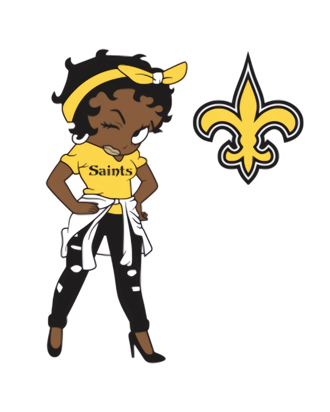 Saints Betty melanin girl sports heat transfers