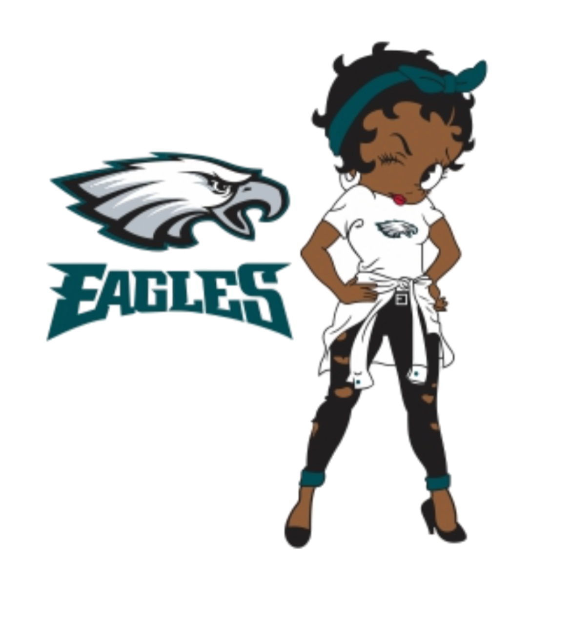 Eagles Betty melanin girl sports heat transfers