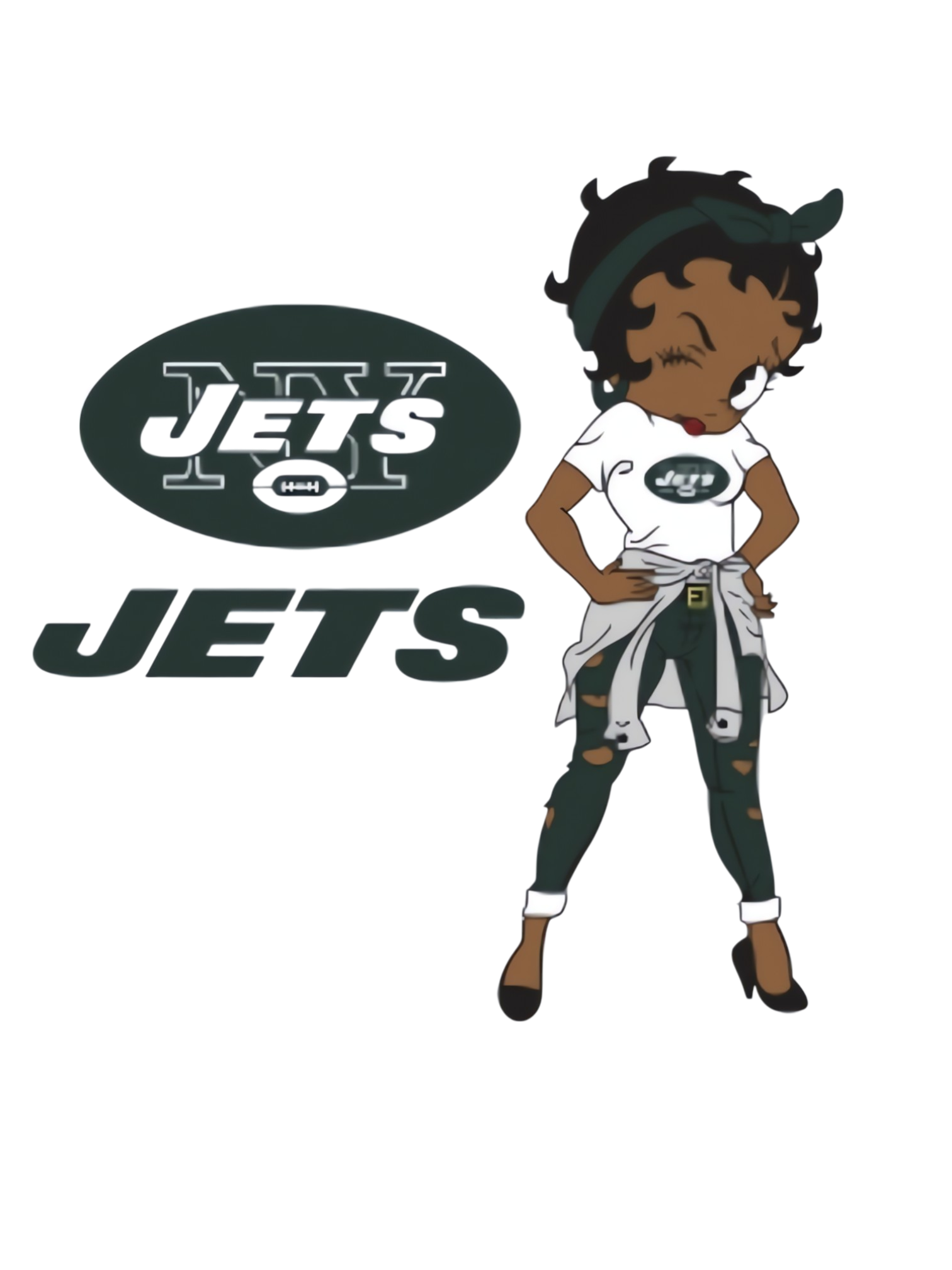Jets Betty melanin girl sports heat transfers