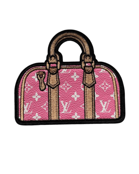 Large pink bag iron on leather patch