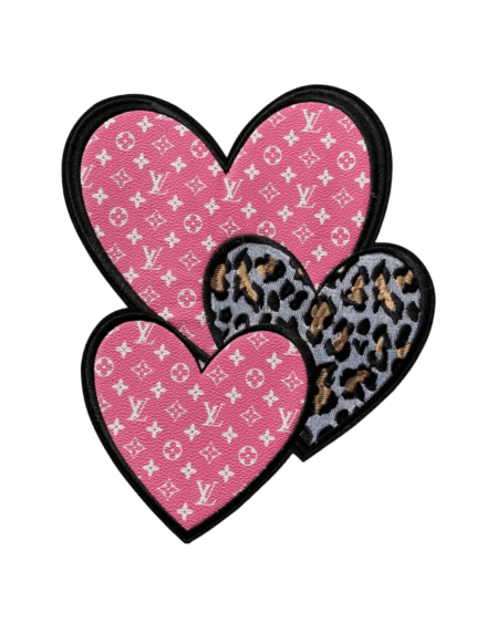 Large pink heart iron on leather patch