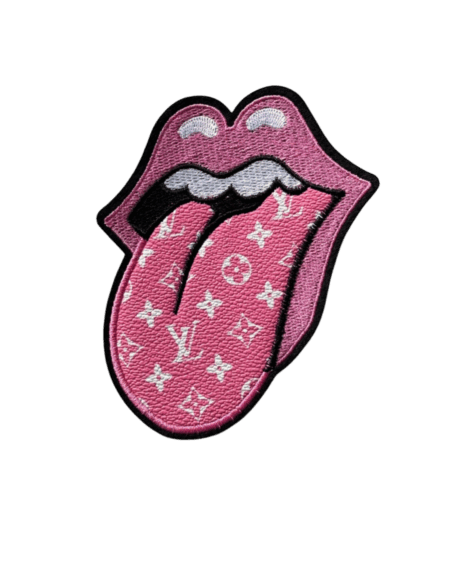 Large pink lips iron on leather patch