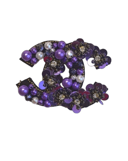 Small purple beaded c embroidery patches