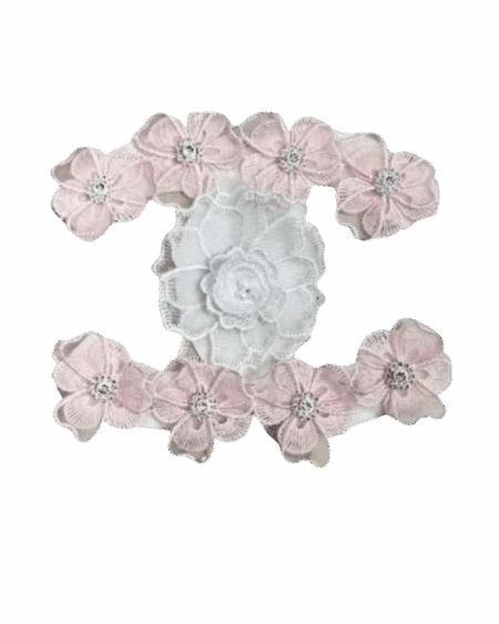 Pink lace beaded c embroidery patches