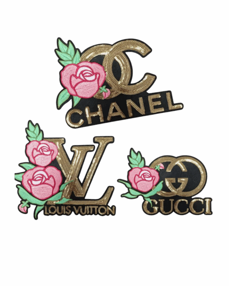 Colorful sequin GG embroidered patch