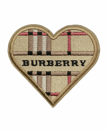 B heart Round iron on embroidery patches