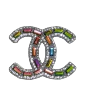 Colorful pink C iron on rhinestone patches